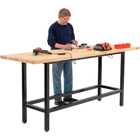 Global Industrial Standing Height Workbench, 96 x 30in, Birch Butcher Block Square Edge 318951